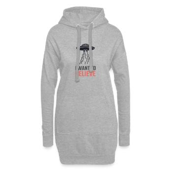 I want to believe - Sweat-shirt à capuche long Femme - gris chiné - Devant