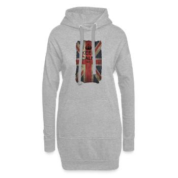 Keep Calm auf Union Jack + dein Text - Hoodie-Kleid - Grau meliert - Vorne