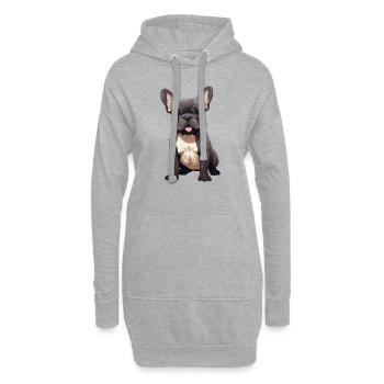 Illustration anglais/français Bulldog - Sweat-shirt à capuche long Femme - gris chiné - Devant