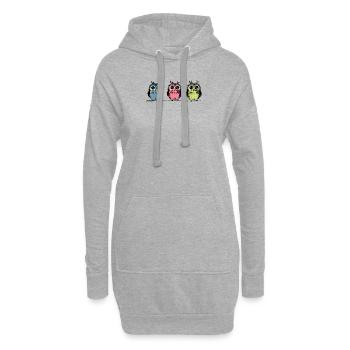 Drei niedliche Eulen - Hoodie-Kleid - Grau meliert - Vorne