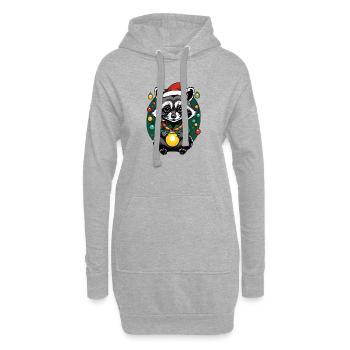 Cadeau de Noël du Père Noël raton laveur - Sweat-shirt à capuche long Femme - gris chiné - Devant