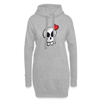 TETE DE MORT - Sweat-shirt à capuche long Femme - gris chiné - Devant