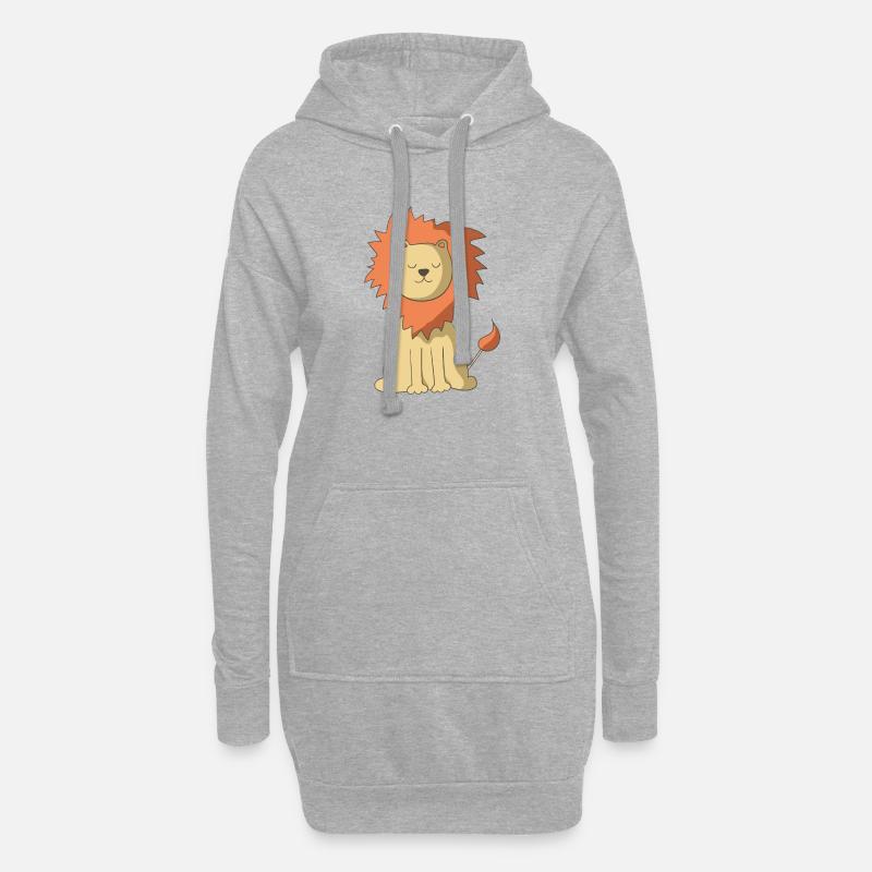 Löwe - Hoodie-Kleid - Grau meliert