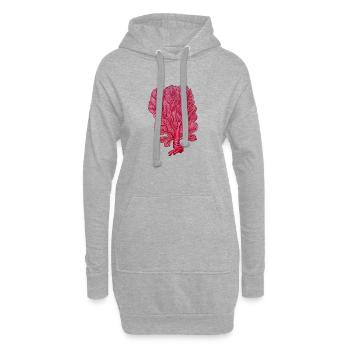 Corail - Venus Corail Rouge - fan Coral Sea - Sweat-shirt à capuche long Femme - gris chiné - Devant
