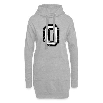 O (Vintage Weiß) Buchstabe O - Hoodie-Kleid - Grau meliert - Vorne