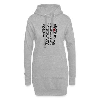 Röntgenstrahl-Kostüm Süßigkeiten Reisverschluss - Hoodie-Kleid - Grau meliert - Vorne