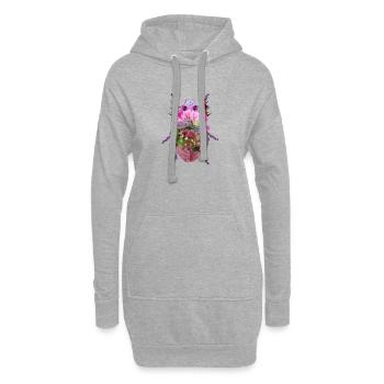 Scarabée de Fleurs Colorées - Sweat-shirt à capuche long Femme - gris chiné - Devant