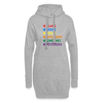 AUTISME - Sweat-shirt à capuche long Femme - gris chiné - Devant