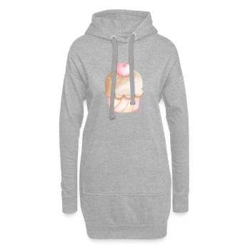 Törtchen Kirsche Zuckerguss Süß Dessert Shirt - Hoodie-Kleid - Grau meliert - Vorne