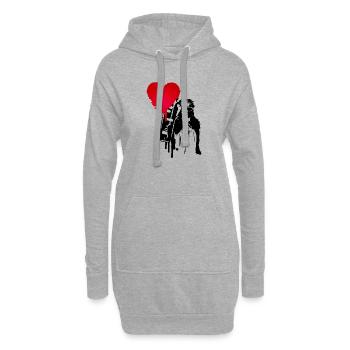 cooler Street Art Jesus - mit ganz viel Liebe - Hoodie-Kleid - Grau meliert - Vorne