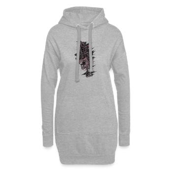 Sturmgewehr mit Rosenherzen - Hoodie-Kleid - Grau meliert - Vorne