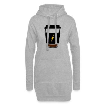 Kaffee mit niedrigem Batteriestand - Hoodie-Kleid - Grau meliert - Vorne