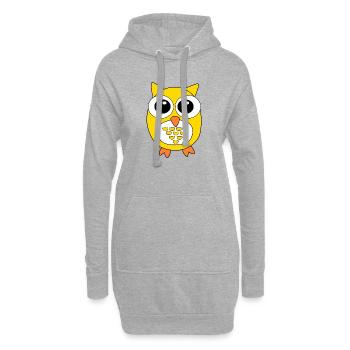 gelbe Eule gelb Vogel Vögelchen Tiere Geschenk - Hoodie-Kleid - Grau meliert - Vorne