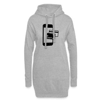 Téléphone avec carte de crédit carte NIP Visa - Sweat-shirt à capuche long Femme - gris chiné - Devant