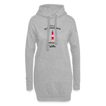 Sylt Leuchtturm, Wellen der Glücksmomente surfen - Hoodie-Kleid - Grau meliert - Vorne