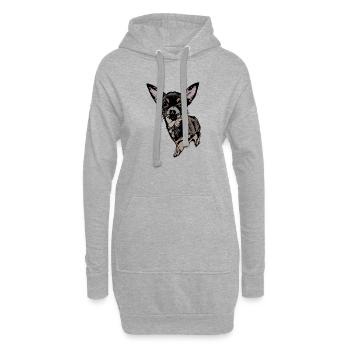 Illustration du chihuahua sur textile - Sweat-shirt à capuche long Femme - gris chiné - Devant