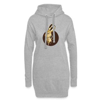 Tête de lapin dorée au look brillant - Sweat-shirt à capuche long Femme - gris chiné - Devant