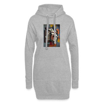 Portrait cubique : Visage fragmenté - Sweat-shirt à capuche long Femme - gris chiné - Devant