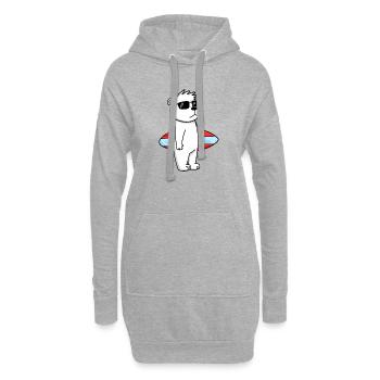 Planche de surf Polar Bear Surfing Bear Cool - Vacances - Sweat-shirt à capuche long Femme - gris chiné - Devant