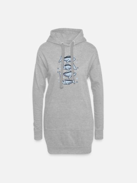 Fische - Hoodie-Kleid - Grau meliert