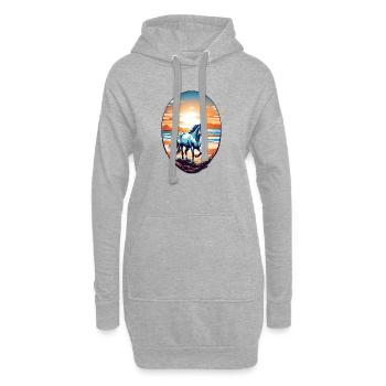 Cheval sur la plage - Sweat-shirt à capuche long Femme - gris chiné - Devant