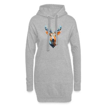Hirsch Reh Polygon Rehe Hirsche - Hoodie-Kleid - Grau meliert - Vorne