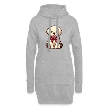 Niedlicher kleiner Hund - Labrador - Hoodie-Kleid - Grau meliert - Vorne