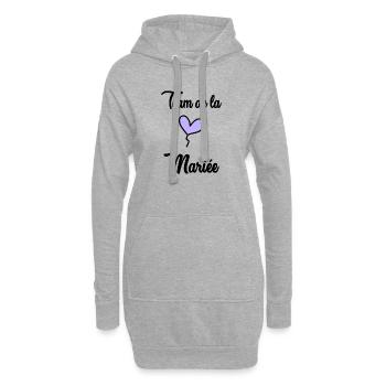 COUPLE. JUST MARRIED. EVJF. SAINT VALENTIN. LOVE. - Sweat-shirt à capuche long Femme - gris chiné - Devant