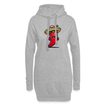Peppy Pepper: Der würzige Sombrero-Star - Hoodie-Kleid - Grau meliert - Vorne