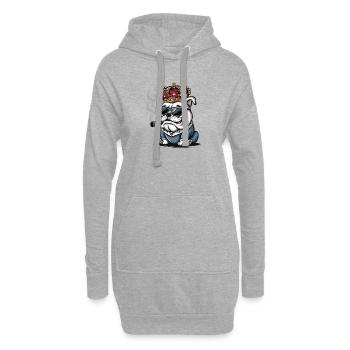 Cooler Hund - Hoodie-Kleid - Grau meliert - Vorne