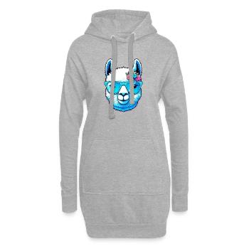 Alpaka mit Sonnenbrille - Hoodie-Kleid - Grau meliert - Vorne