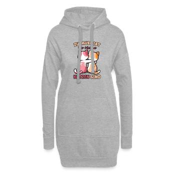 Lustiger Spruch Zuhause ist, wo meine Katzen sind - Hoodie-Kleid - Grau meliert - Vorne