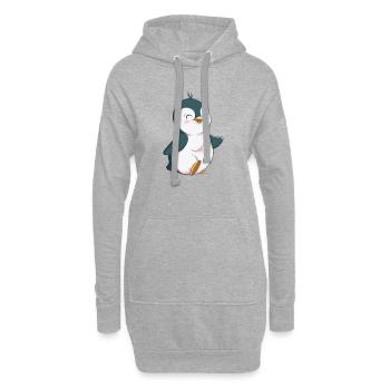 Süßer Pinguin - Hoodie-Kleid - Grau meliert - Vorne