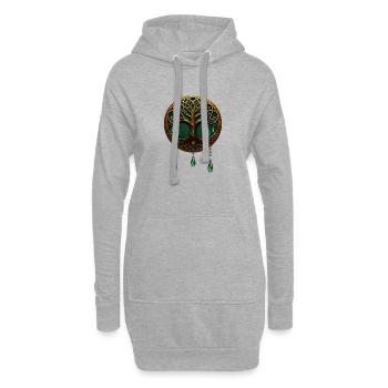 Stilisierter Baum des Lebens - Hoodie-Kleid - Grau meliert - Vorne