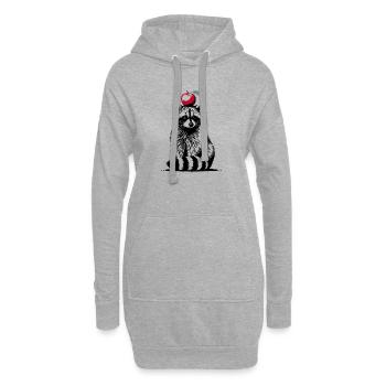 Waschbär mit Apfel – Verspieltes Stencil-Design - Hoodie-Kleid - Grau meliert - Vorne