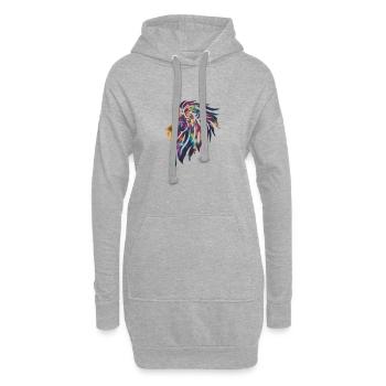 Galaxie Löwe Kosmisch - Hoodie-Kleid - Grau meliert - Vorne