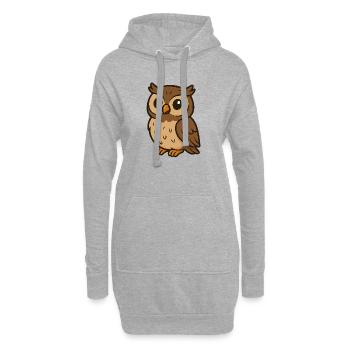 Niedliche Cartoon-Eule – Weiser Waldfreund für Kinder - Hoodie-Kleid - Grau meliert - Vorne