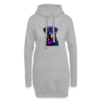 Neon Rottweiler Digital Art - Hoodie-Kleid - Grau meliert - Vorne