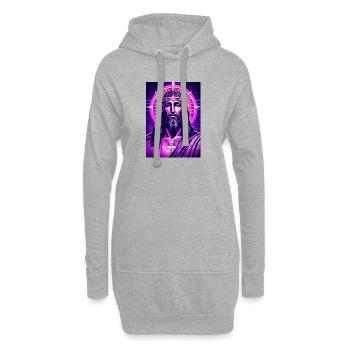 Neon Jesus mit Heiligenschein - Hoodie-Kleid - Grau meliert - Vorne