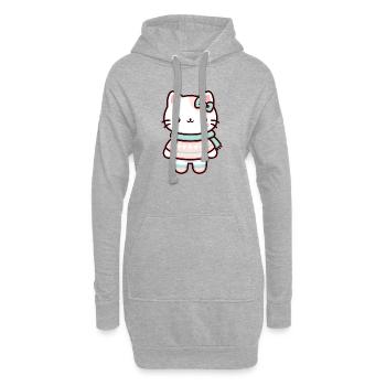 Mignon chat d’hiver illustration - Sweat-shirt à capuche long Femme - gris chiné - Devant