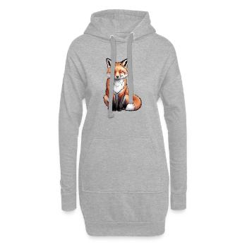 Fuchs sitzend - Hoodie-Kleid - Grau meliert - Vorne