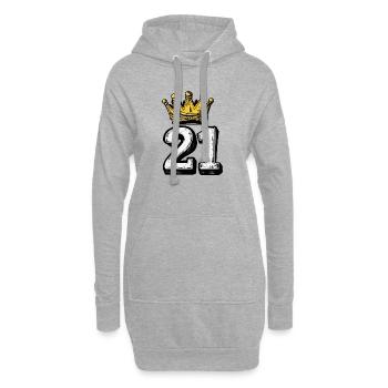 21 Nombre Couronne - Sweat-shirt à capuche long Femme - gris chiné - Devant