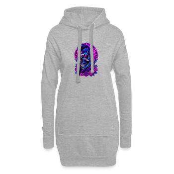 Neon Gothic Skull mit Kopfhörern - Hoodie-Kleid - Grau meliert - Vorne