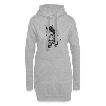 Cheval - Sweat-shirt à capuche long Femme - gris chiné - Devant