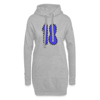 18. 18 ANS. 18e ANNIVERSAIRE. ANNIVERSAIRE 18 ANS. - Sweat-shirt à capuche long Femme - gris chiné - Devant