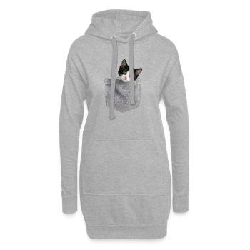 Cat Pocket jette un coup d’œil à un chat mignon dans la poche - Sweat-shirt à capuche long Femme - gris chiné - Devant