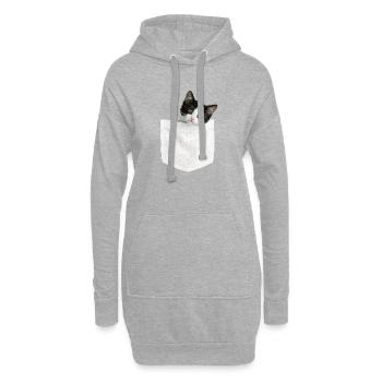 Cat Pocket jette un coup d’œil à un chat mignon dans la poche - Sweat-shirt à capuche long Femme - gris chiné - Devant