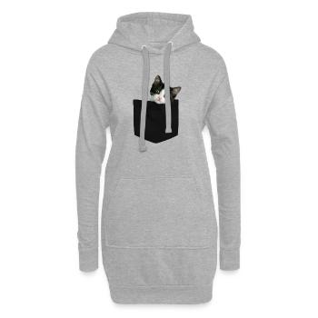 Cat Pocket jette un coup d’œil à un chat mignon dans la poche - Sweat-shirt à capuche long Femme - gris chiné - Devant