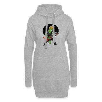 Punk Papagei mit Flammengitarre - Hoodie-Kleid - Grau meliert - Vorne