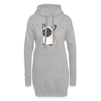 Buldog Français Chien Halloween Fantôme - Sweat-shirt à capuche long Femme - gris chiné - Devant
